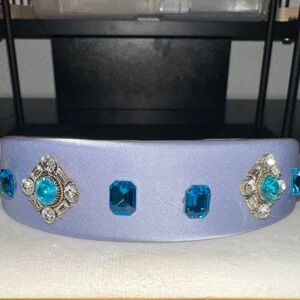 Elegant Periwinkle, Blue Embellished Headband w/Turquoise Colored Glass Gems